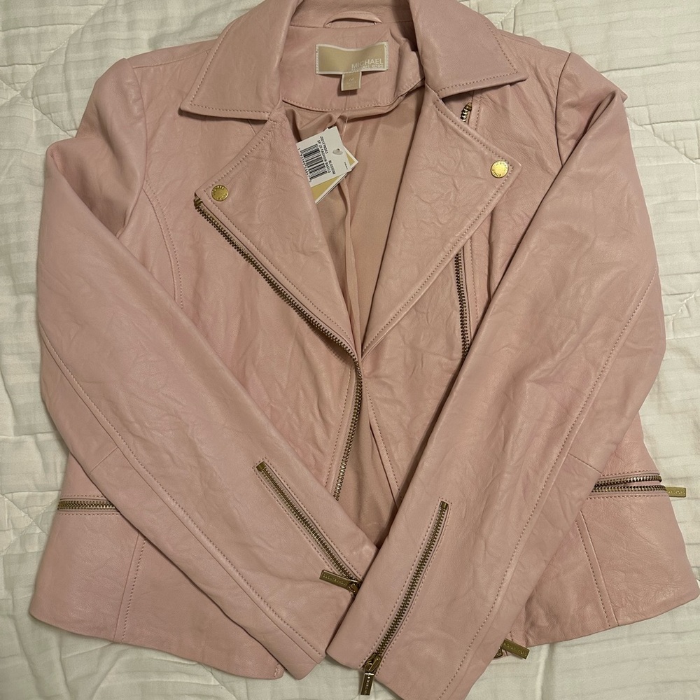 NEW WITH TAGS Michael Kors Pink Leather Jacket